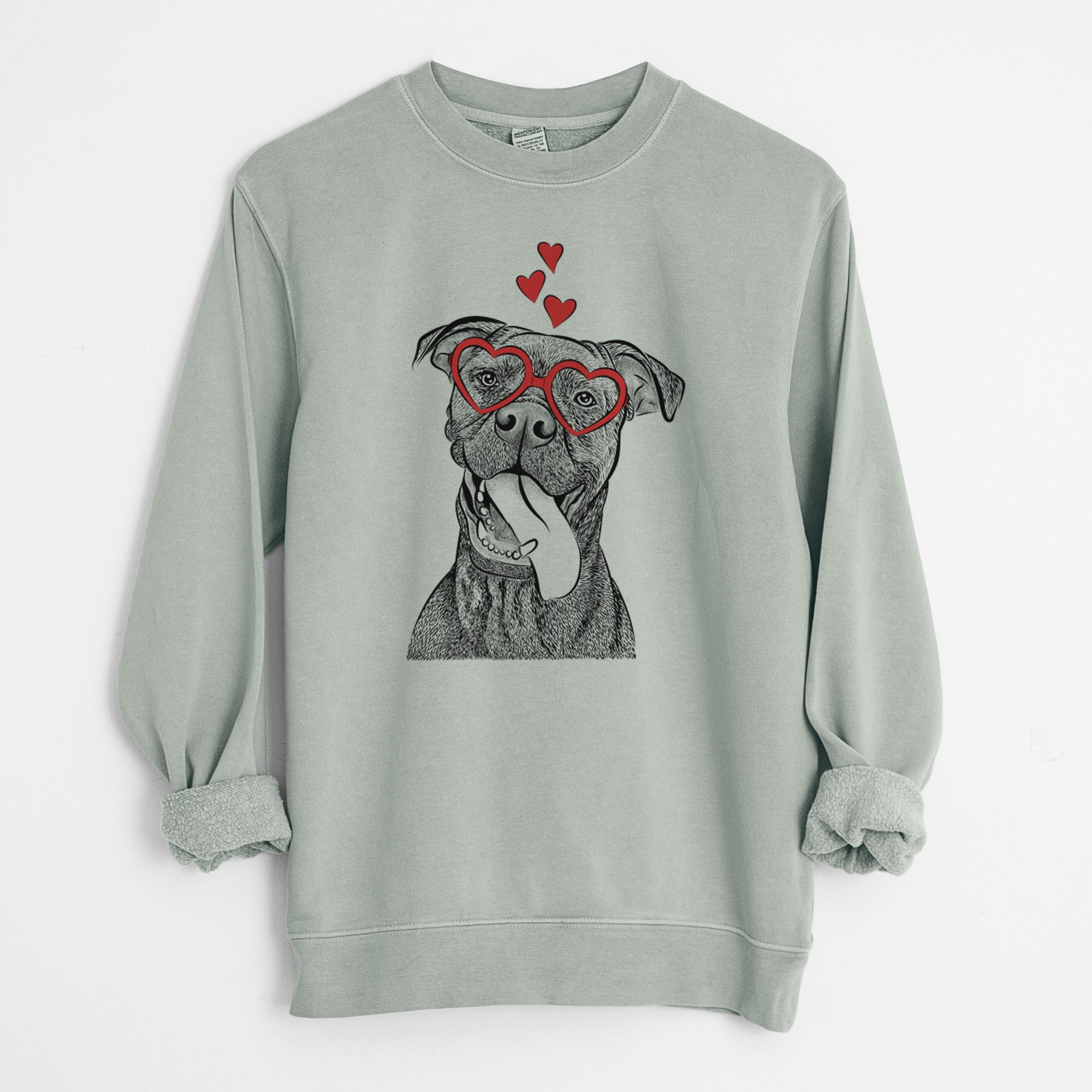 Valentine Mikey the Boxador - Unisex Pigment Dyed Crew Sweatshirt