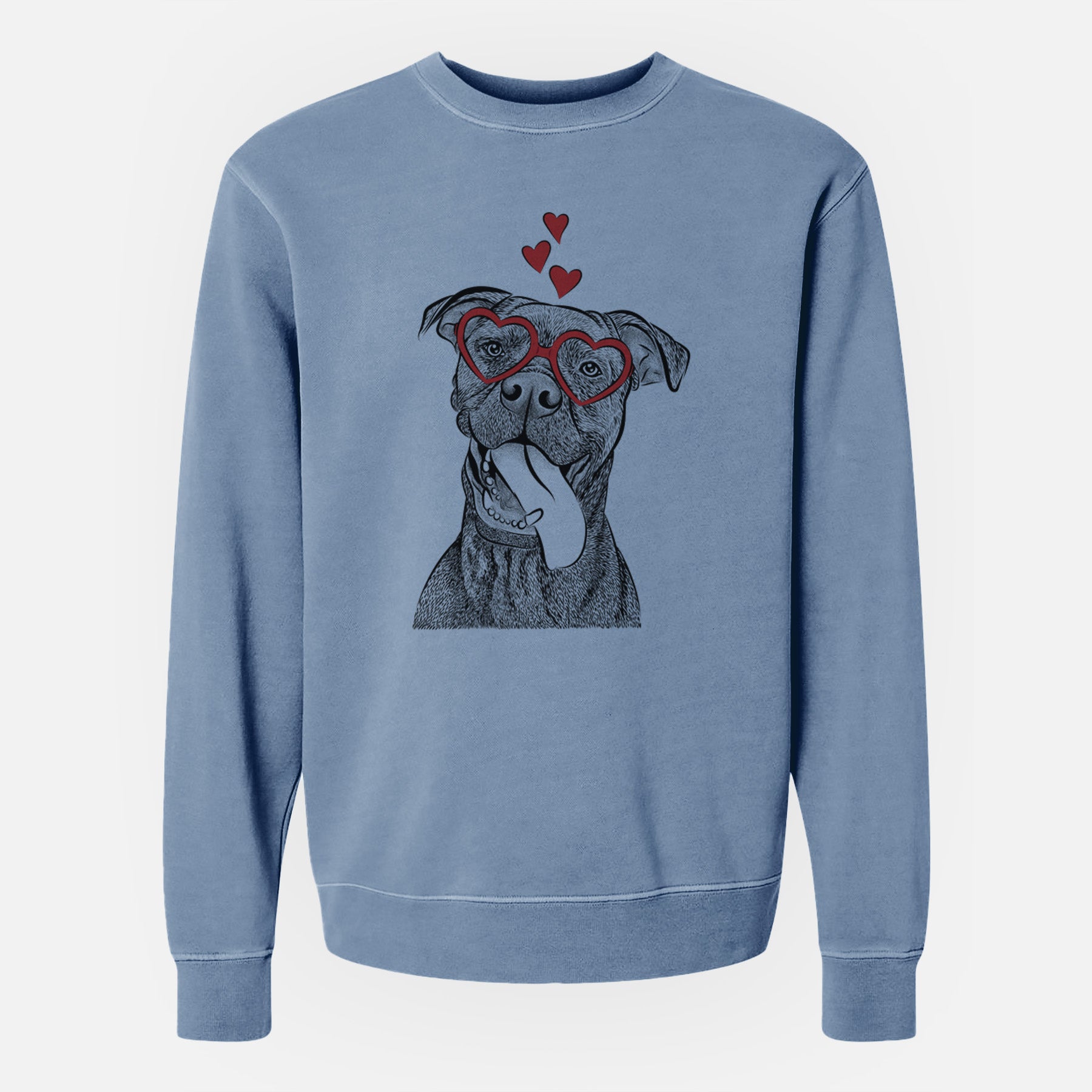 Valentine Mikey the Boxador - Unisex Pigment Dyed Crew Sweatshirt