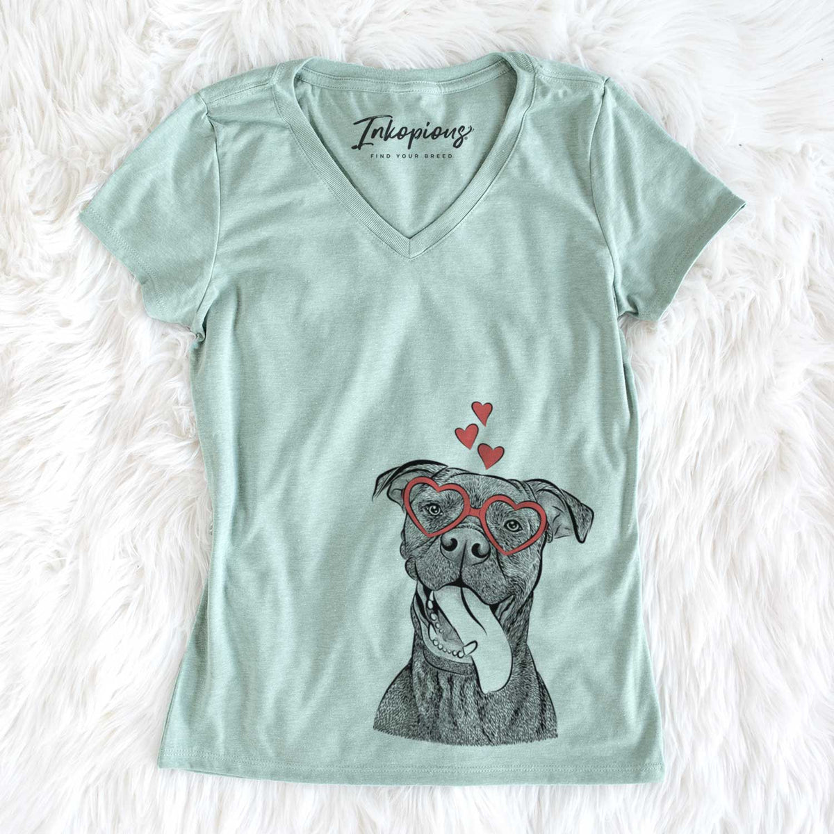 Valentine Mikey the Boxador - Women&#39;s V-neck Shirt