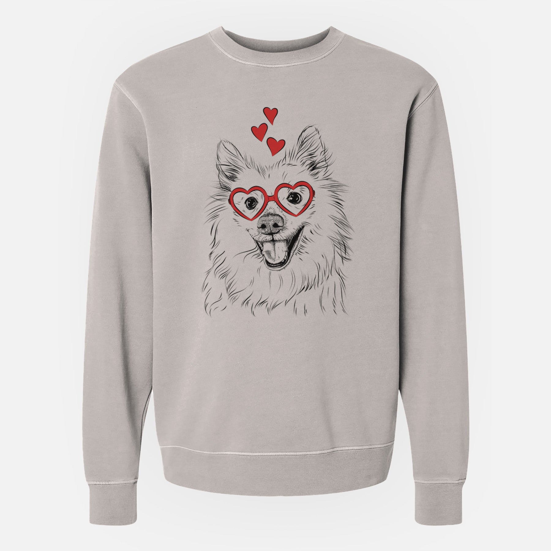 Valentine Miki the American Eskimo - Unisex Pigment Dyed Crew Sweatshirt