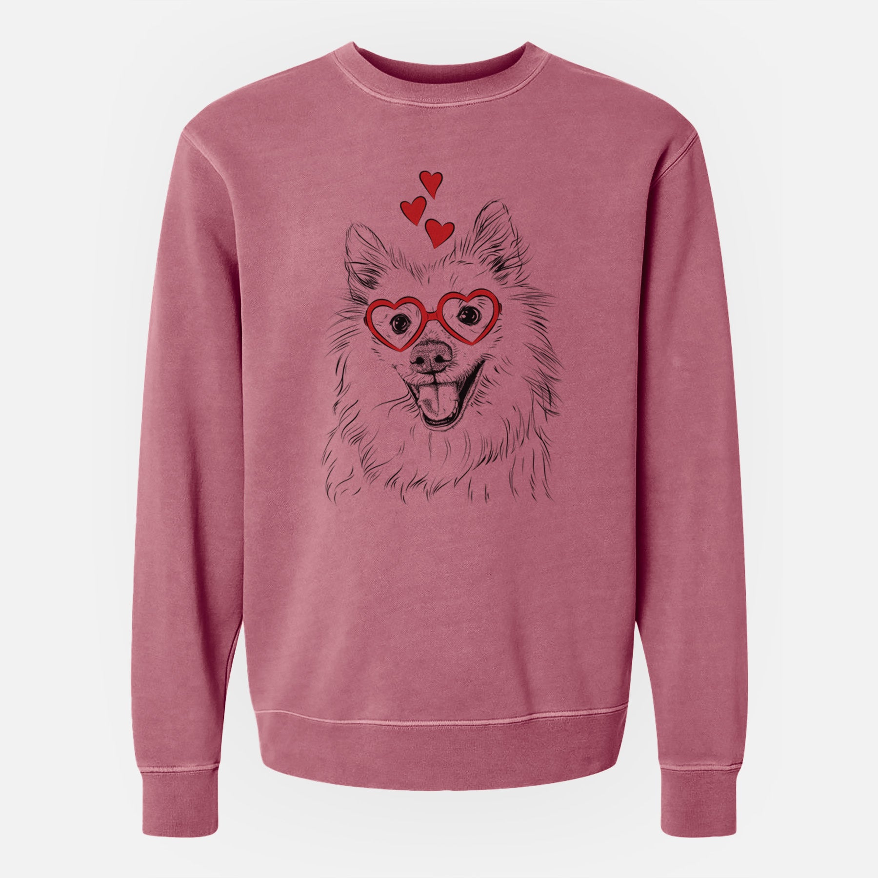 Valentine Miki the American Eskimo - Unisex Pigment Dyed Crew Sweatshirt