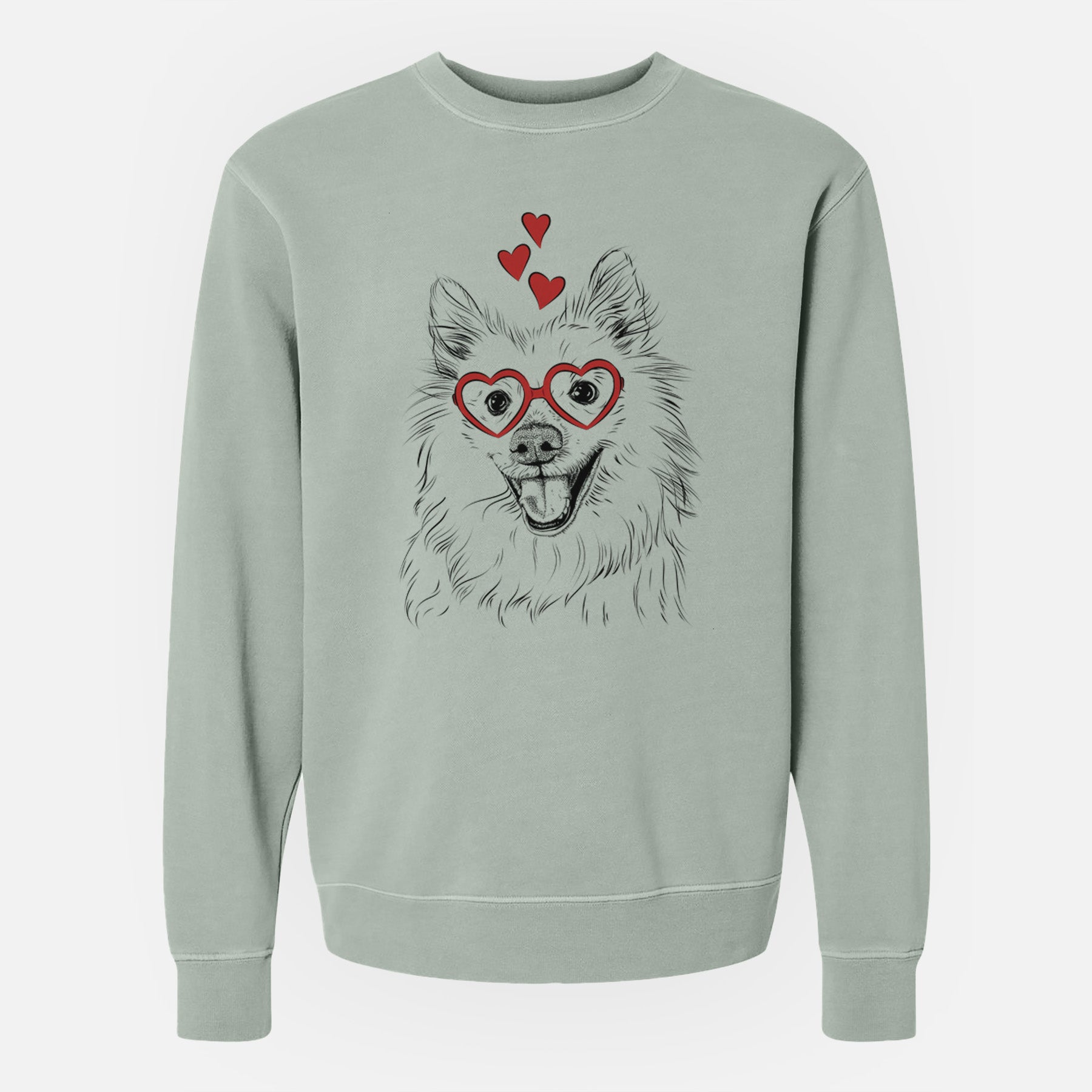 Valentine Miki the American Eskimo - Unisex Pigment Dyed Crew Sweatshirt