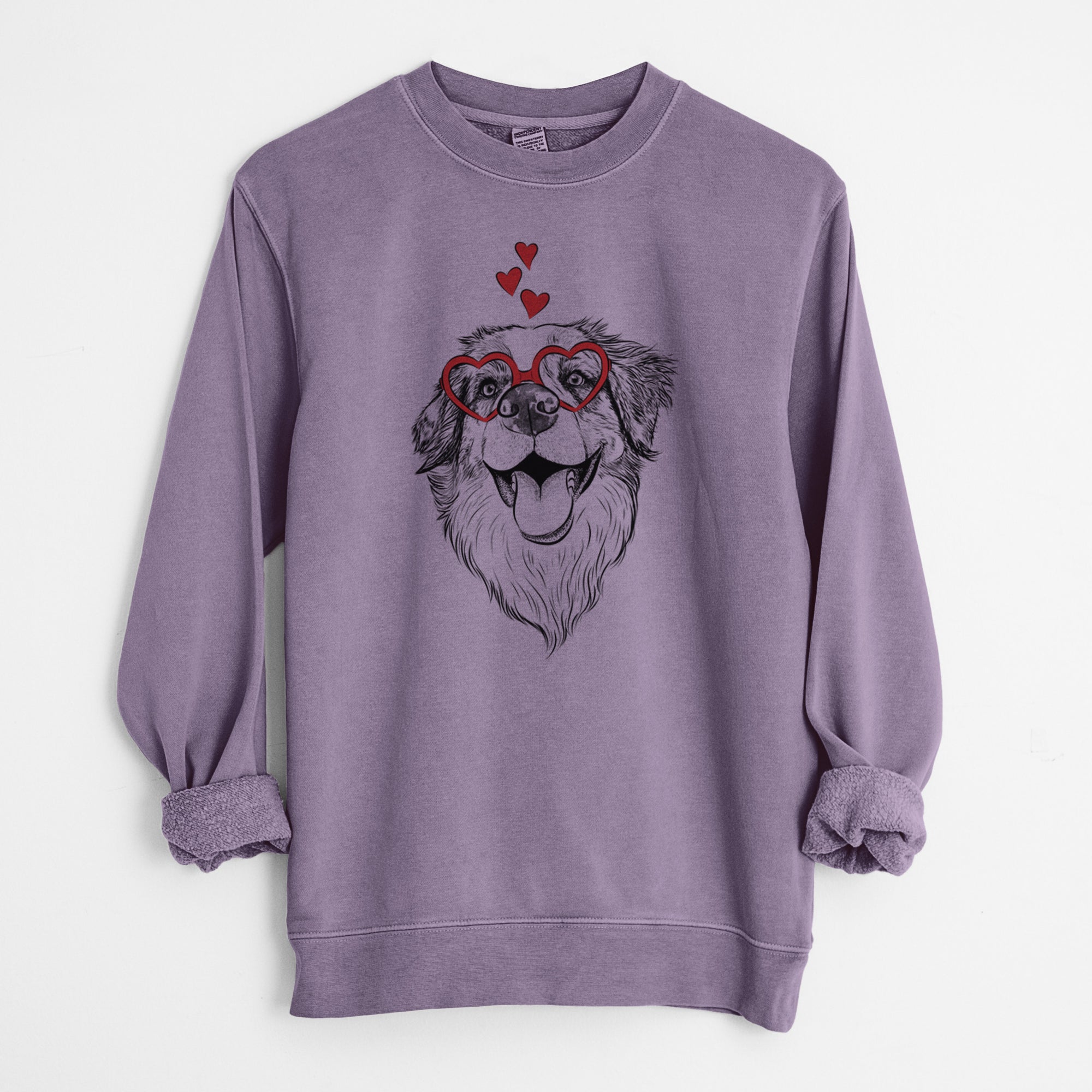 Valentine Mila the Australian Shepherd - Unisex Pigment Dyed Crew Sweatshirt