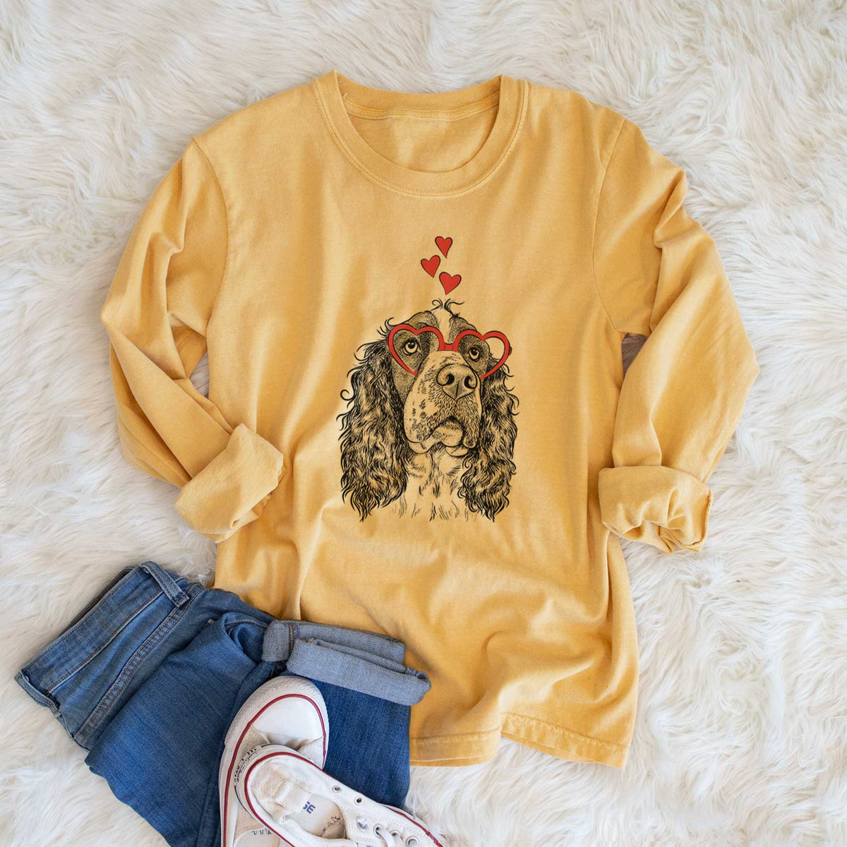 Valentine Millie Mae the English Springer Spaniel - Heavyweight 100% Cotton Long Sleeve