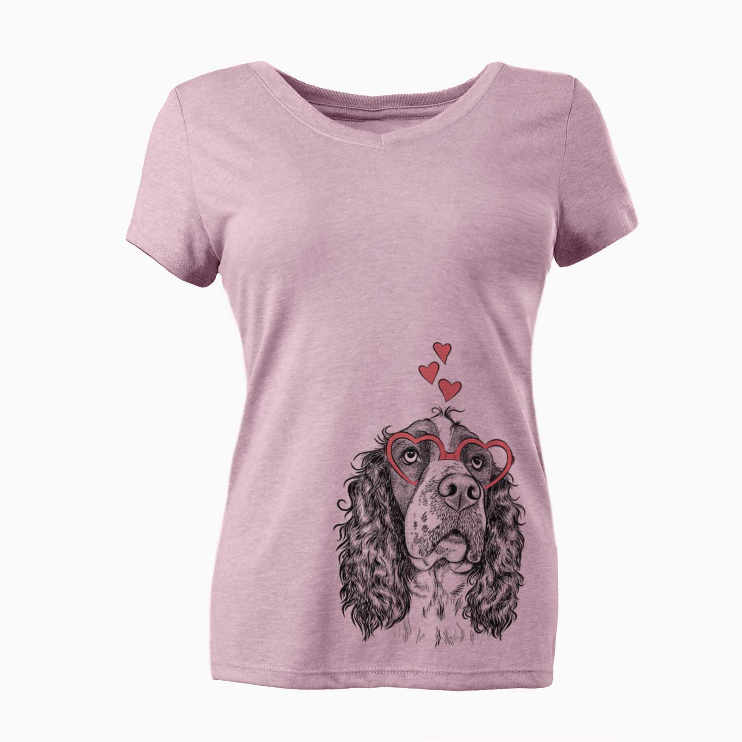 Valentine Millie Mae the English Springer Spaniel - Women's V-neck Shirt