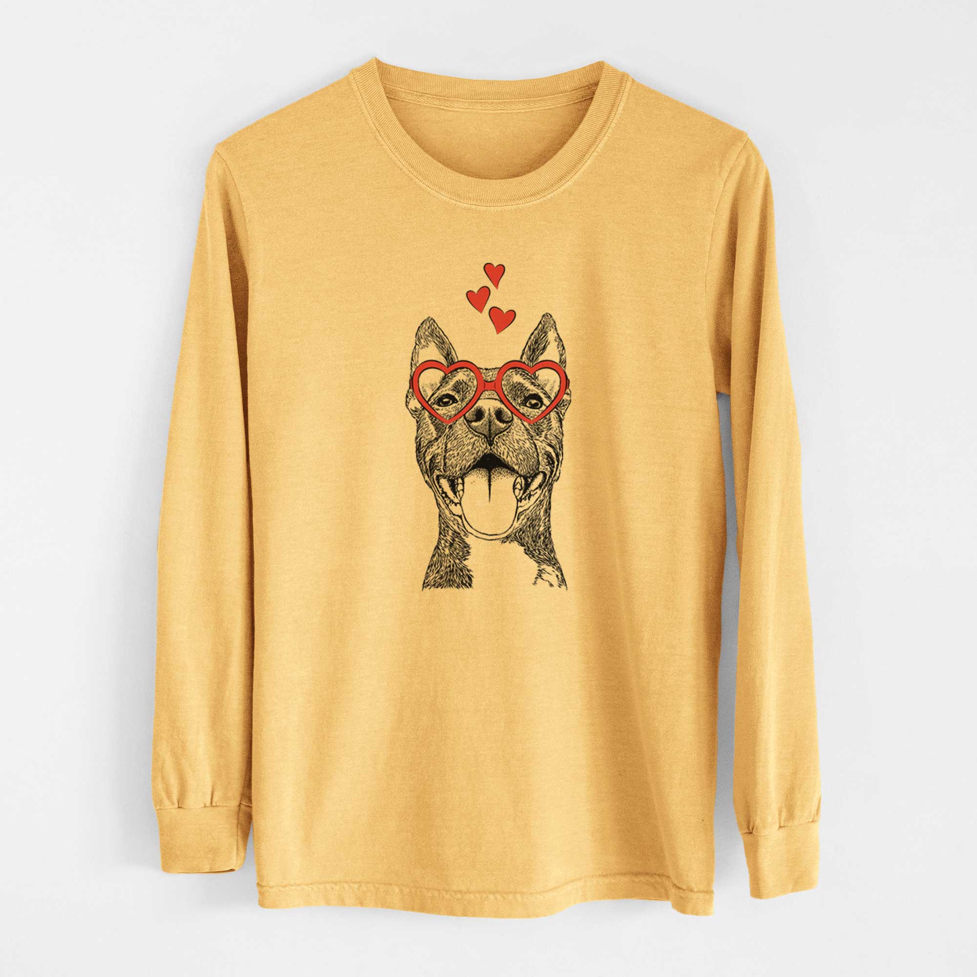 Valentine Milo the Pitbull Mix - Heavyweight 100% Cotton Long Sleeve