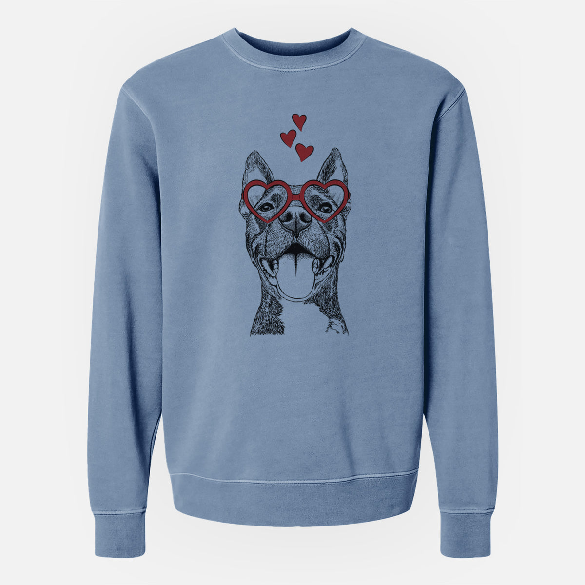 Valentine Milo the Pitbull Mix - Unisex Pigment Dyed Crew Sweatshirt