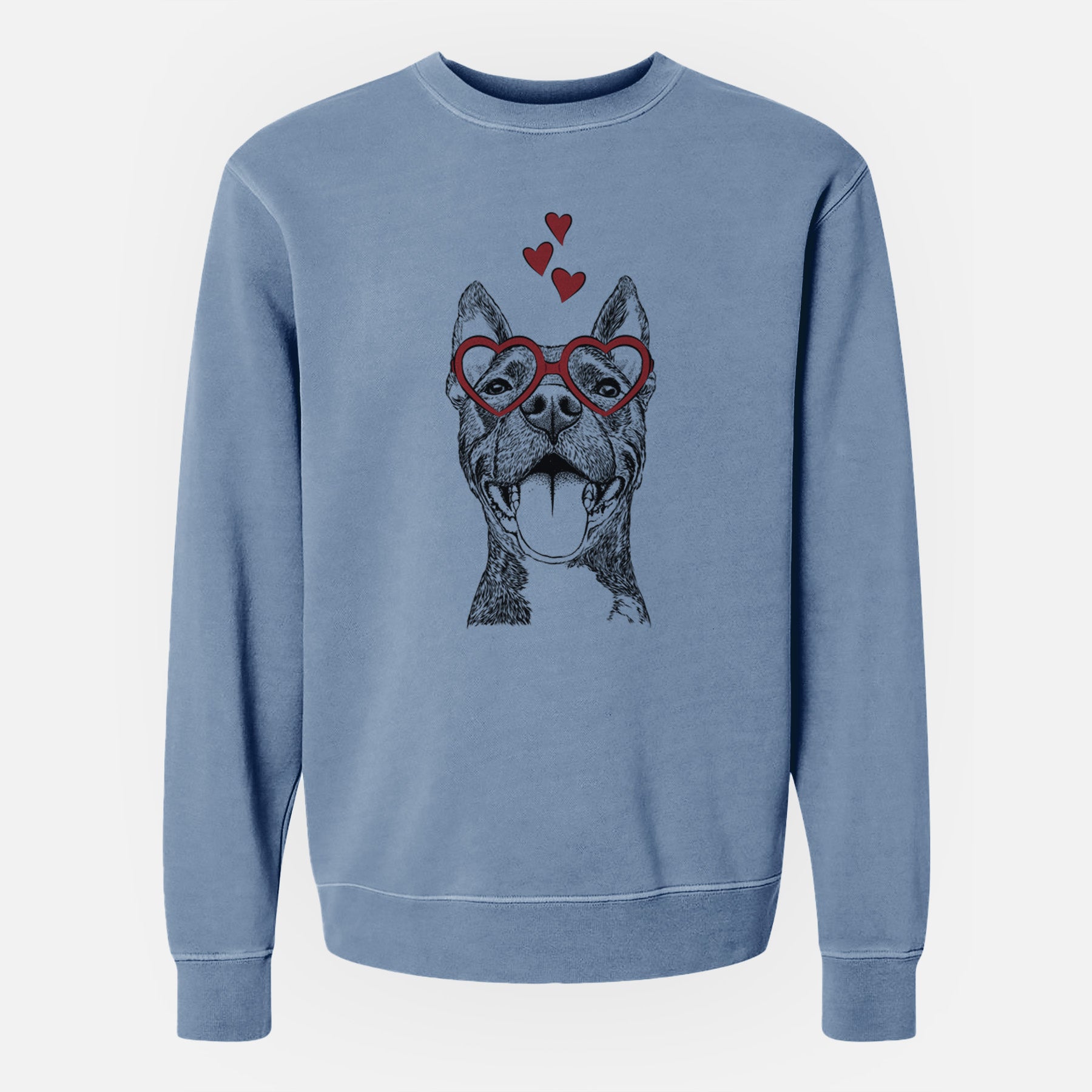 Valentine Milo the Pitbull Mix - Unisex Pigment Dyed Crew Sweatshirt