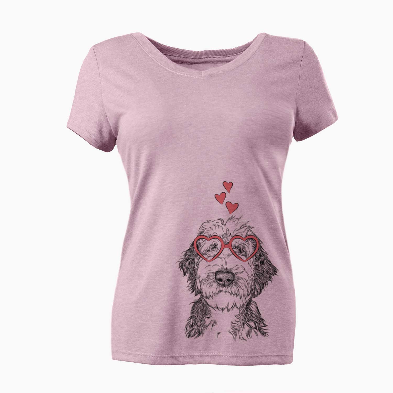 Valentine Milo Fluff the Sheepadoodle - Women's V-neck Shirt