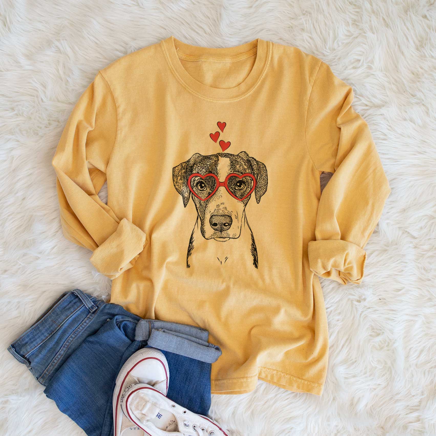 Valentine Milo the Mixed Breed - Heavyweight 100% Cotton Long Sleeve