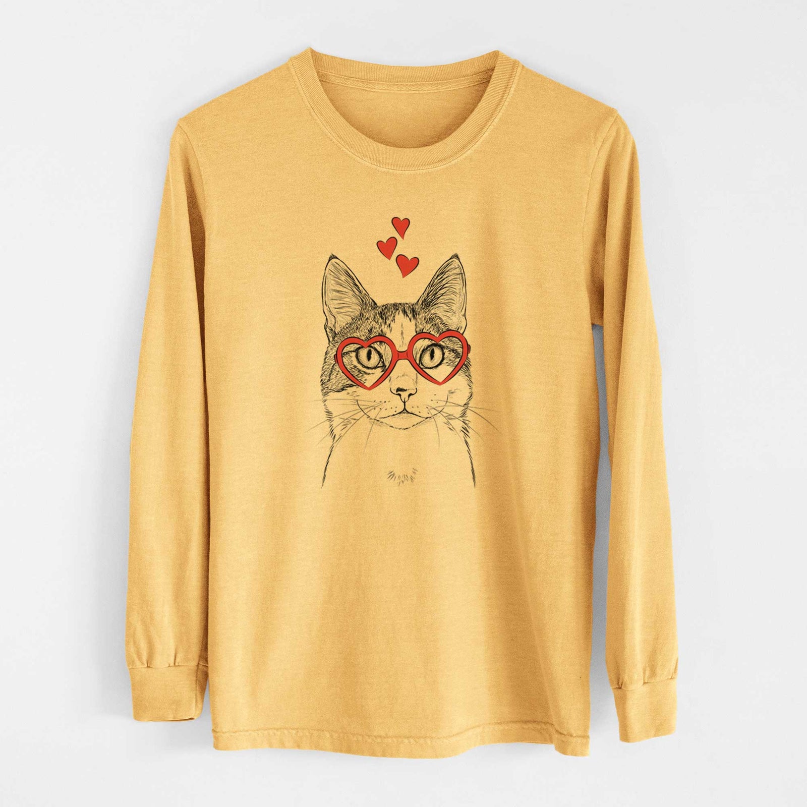 Valentine Mini Griffin the Domestic Shorthair Cat - Heavyweight 100% Cotton Long Sleeve