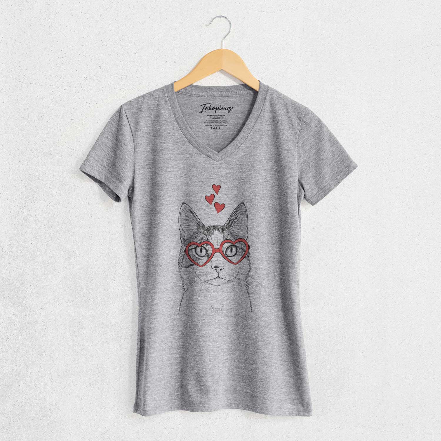 Valentine Mini Griffin the Domestic Shorthair Cat - Women's V-neck Shirt