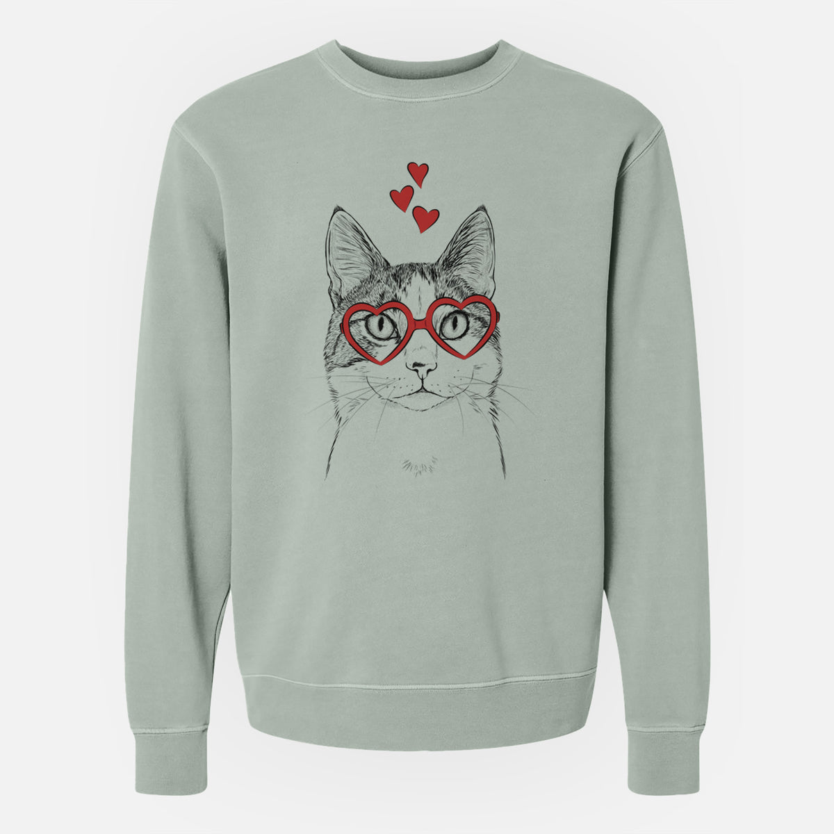 Valentine Mini Griffin the Domestic Shorthair Cat - Unisex Pigment Dyed Crew Sweatshirt