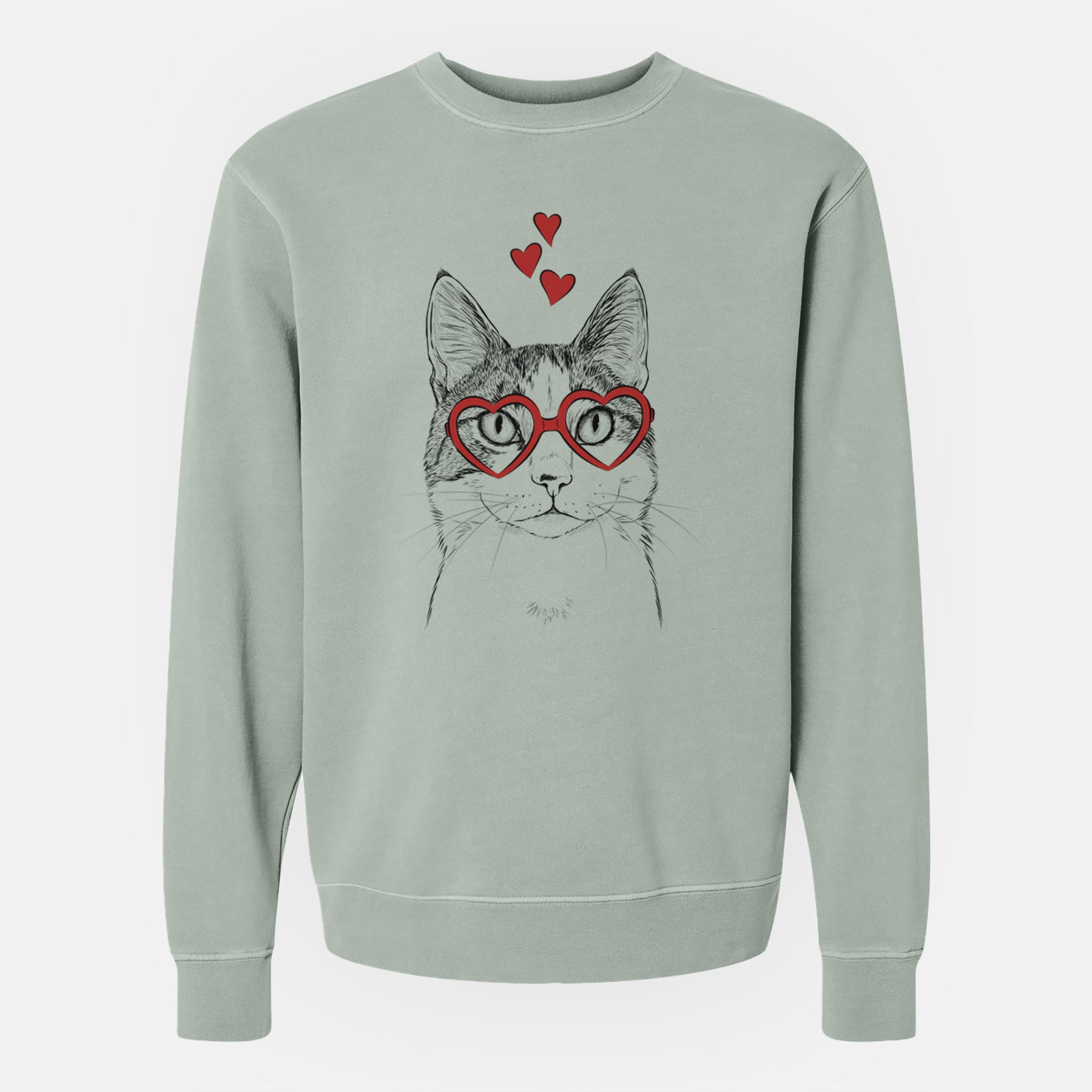 Valentine Mini Griffin the Domestic Shorthair Cat - Unisex Pigment Dyed Crew Sweatshirt