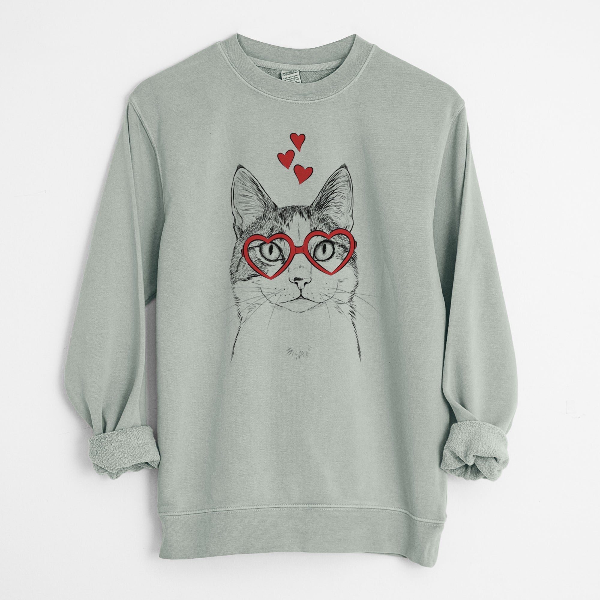 Valentine Mini Griffin the Domestic Shorthair Cat - Unisex Pigment Dyed Crew Sweatshirt