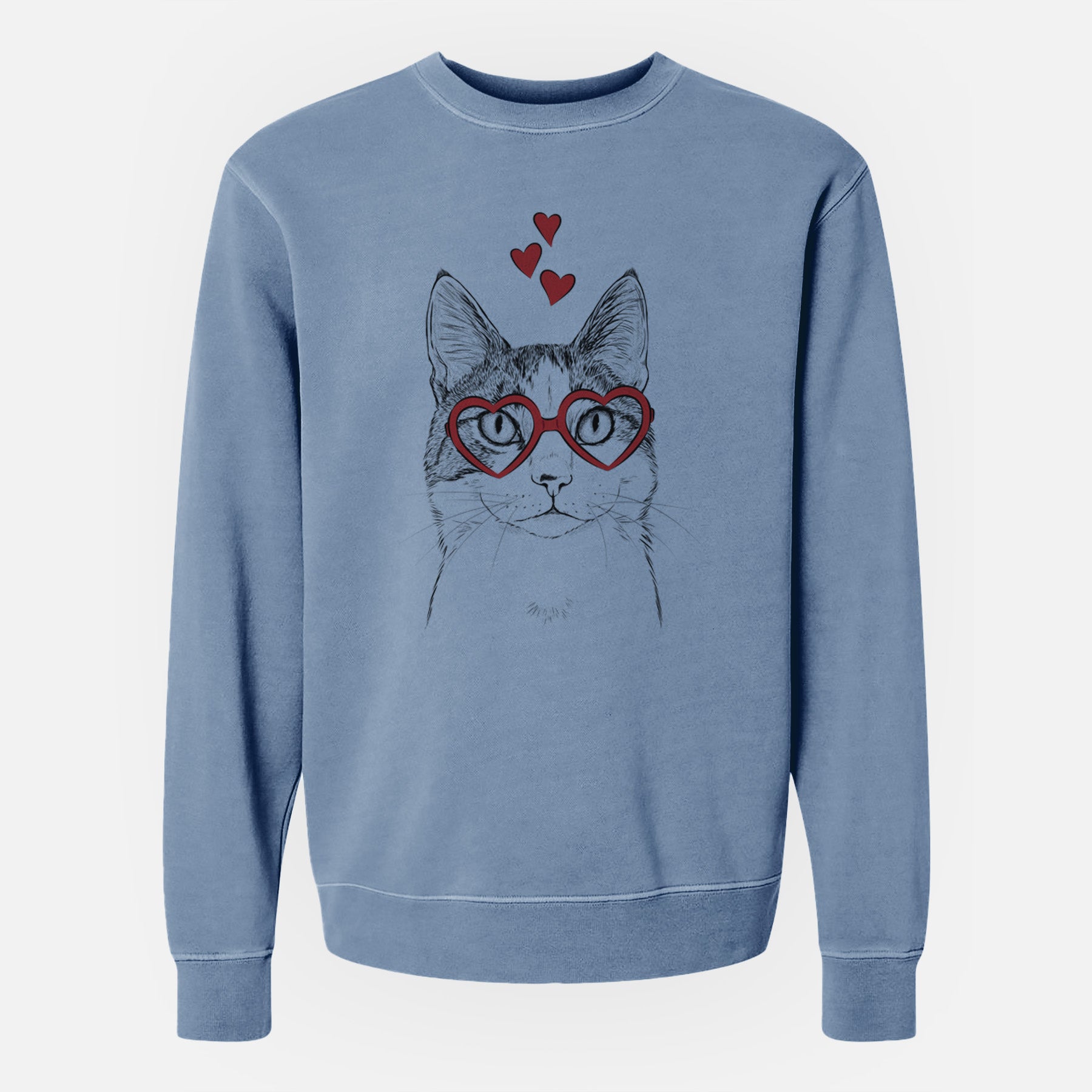 Valentine Mini Griffin the Domestic Shorthair Cat - Unisex Pigment Dyed Crew Sweatshirt