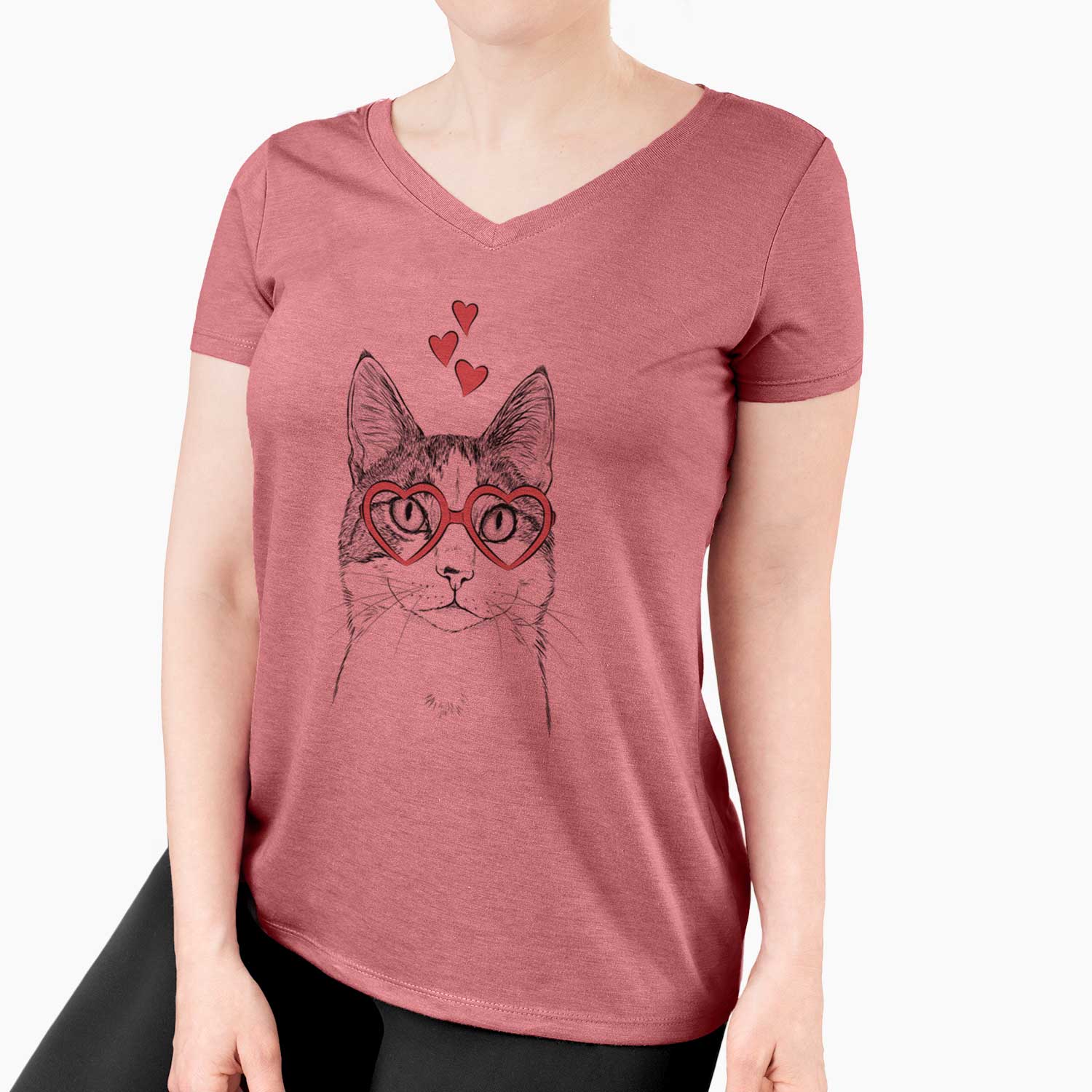 Valentine Mini Griffin the Domestic Shorthair Cat - Women's V-neck Shirt