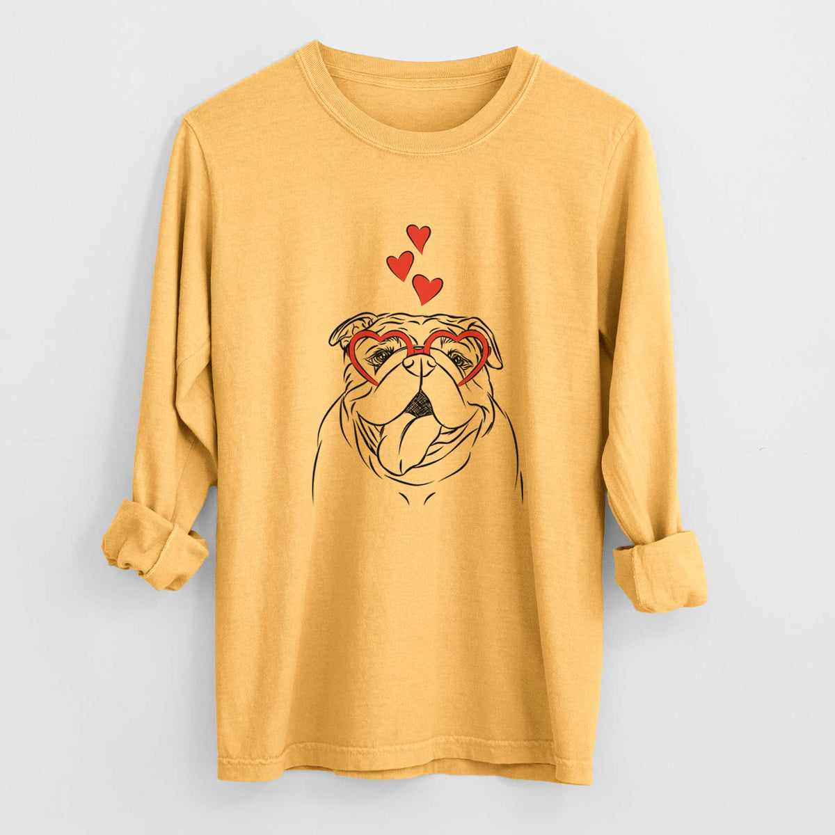 Valentine Missy Moo the English Bulldog - Heavyweight 100% Cotton Long Sleeve