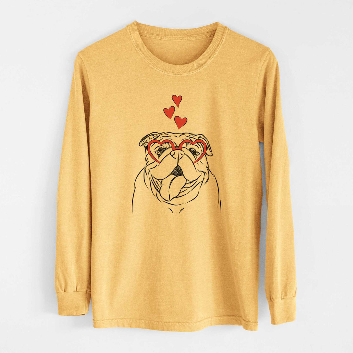 Valentine Missy Moo the English Bulldog - Heavyweight 100% Cotton Long Sleeve