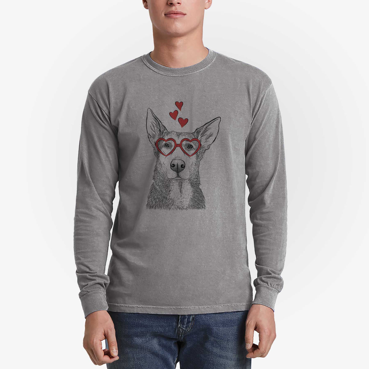 Valentine Misty the German Shepherd Mix - Heavyweight 100% Cotton Long Sleeve