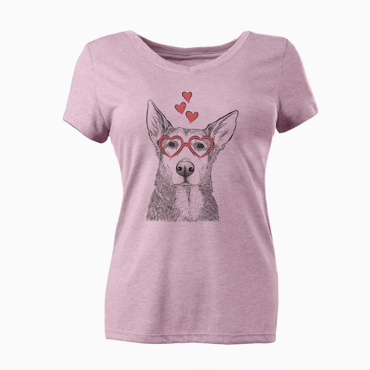 Valentine Misty the German Shepherd Mix - Women's V-neck Shirt