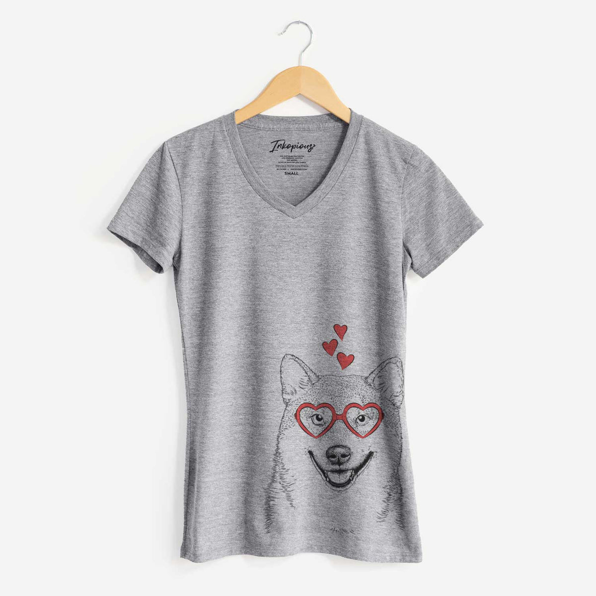 Valentine Mitsu the Shiba Inu - Women's V-neck Shirt