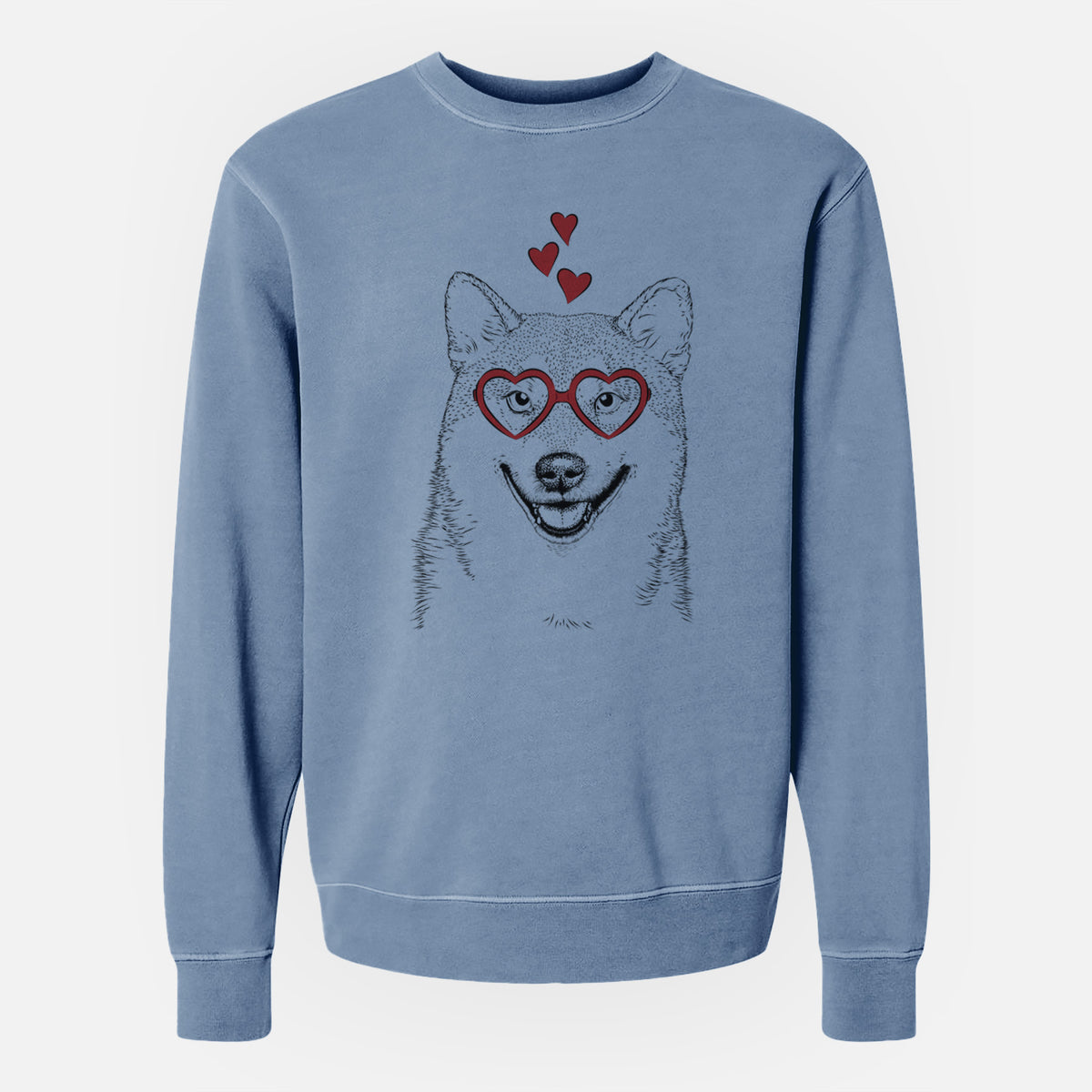 Valentine Mitsu the Shiba Inu - Unisex Pigment Dyed Crew Sweatshirt