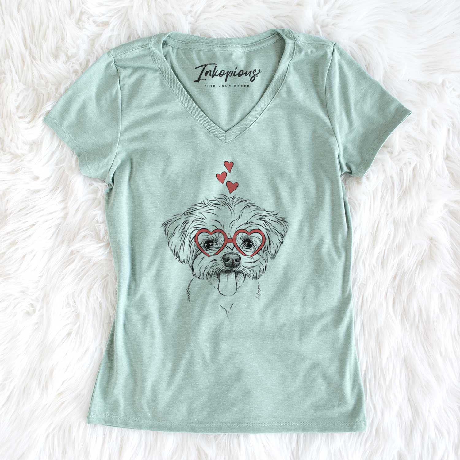 Valentine Mochi the Maltese - Women's V-neck Shirt