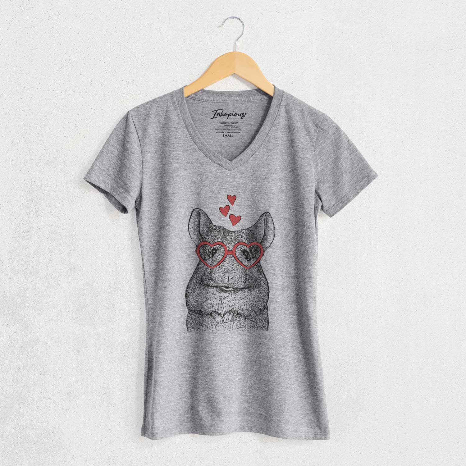 Valentine Mojo the Chinchilla - Women's V-neck Shirt