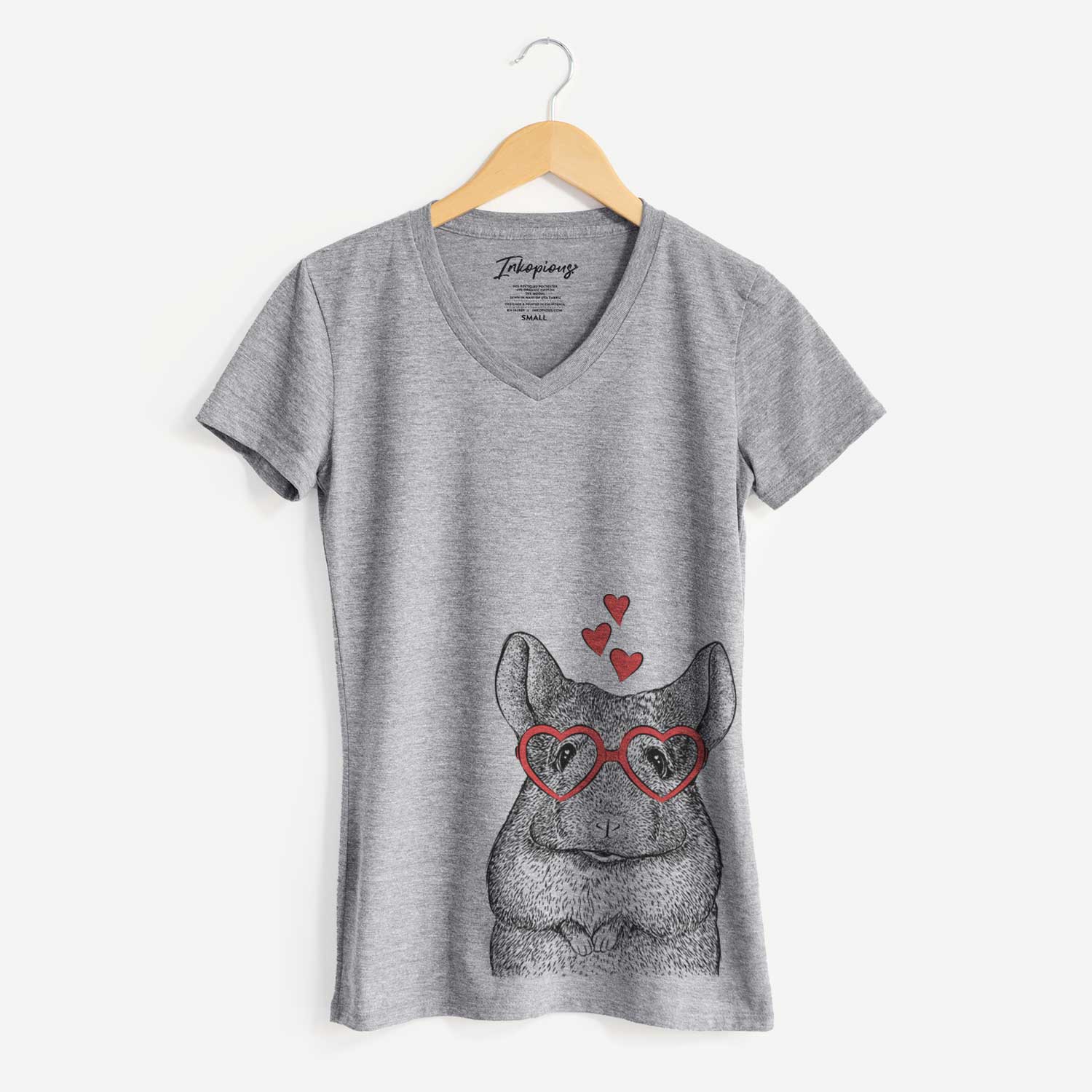 Valentine Mojo the Chinchilla - Women's V-neck Shirt