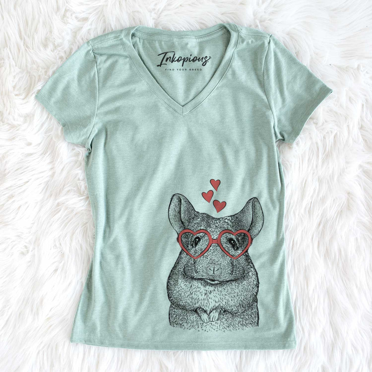 Valentine Mojo the Chinchilla - Women&#39;s V-neck Shirt