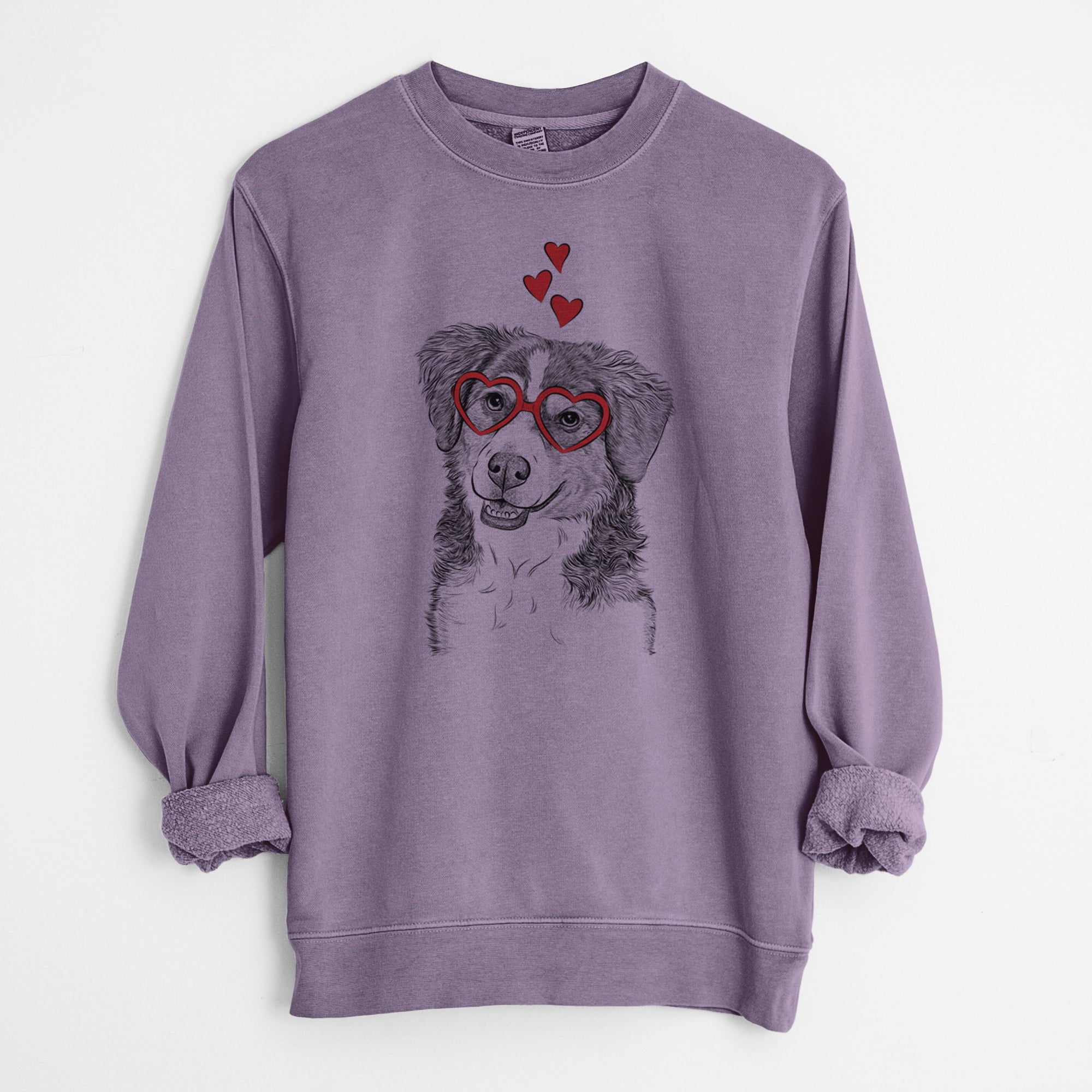 Valentine Molly the Miniature Bernedoodle - Unisex Pigment Dyed Crew Sweatshirt