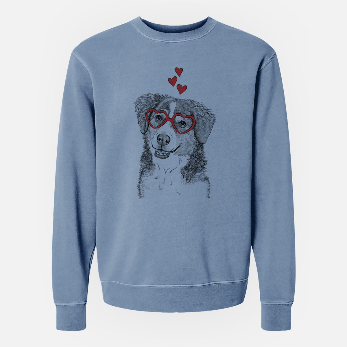 Valentine Molly the Miniature Bernedoodle - Unisex Pigment Dyed Crew Sweatshirt