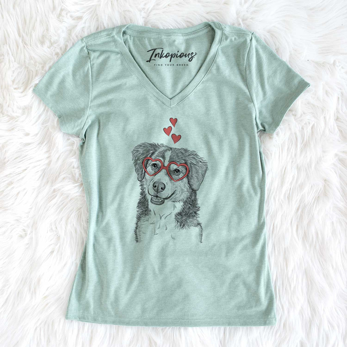 Valentine Molly the Miniature Bernedoodle - Women's V-neck Shirt