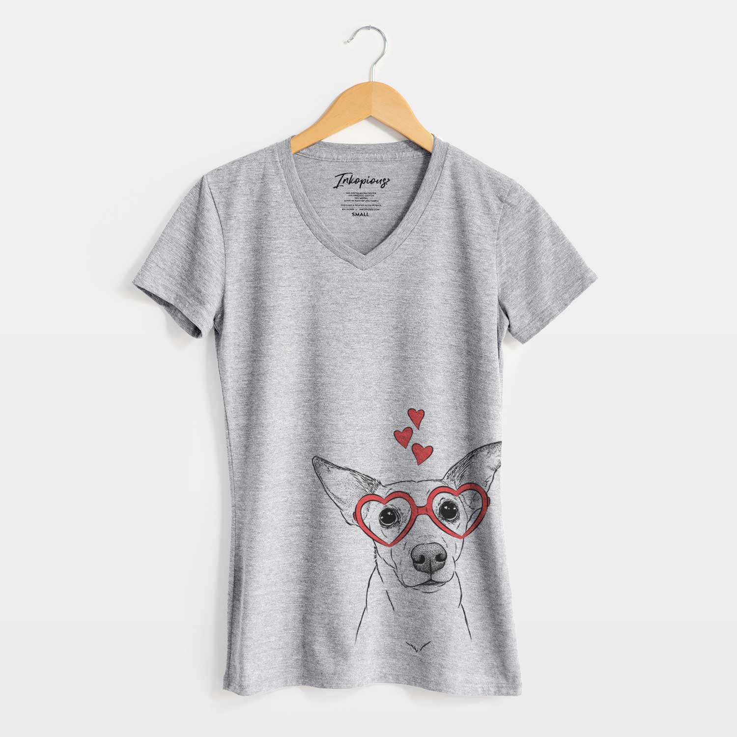 Valentine Molly the Jack Russell Terrier - Women's V-neck Shirt