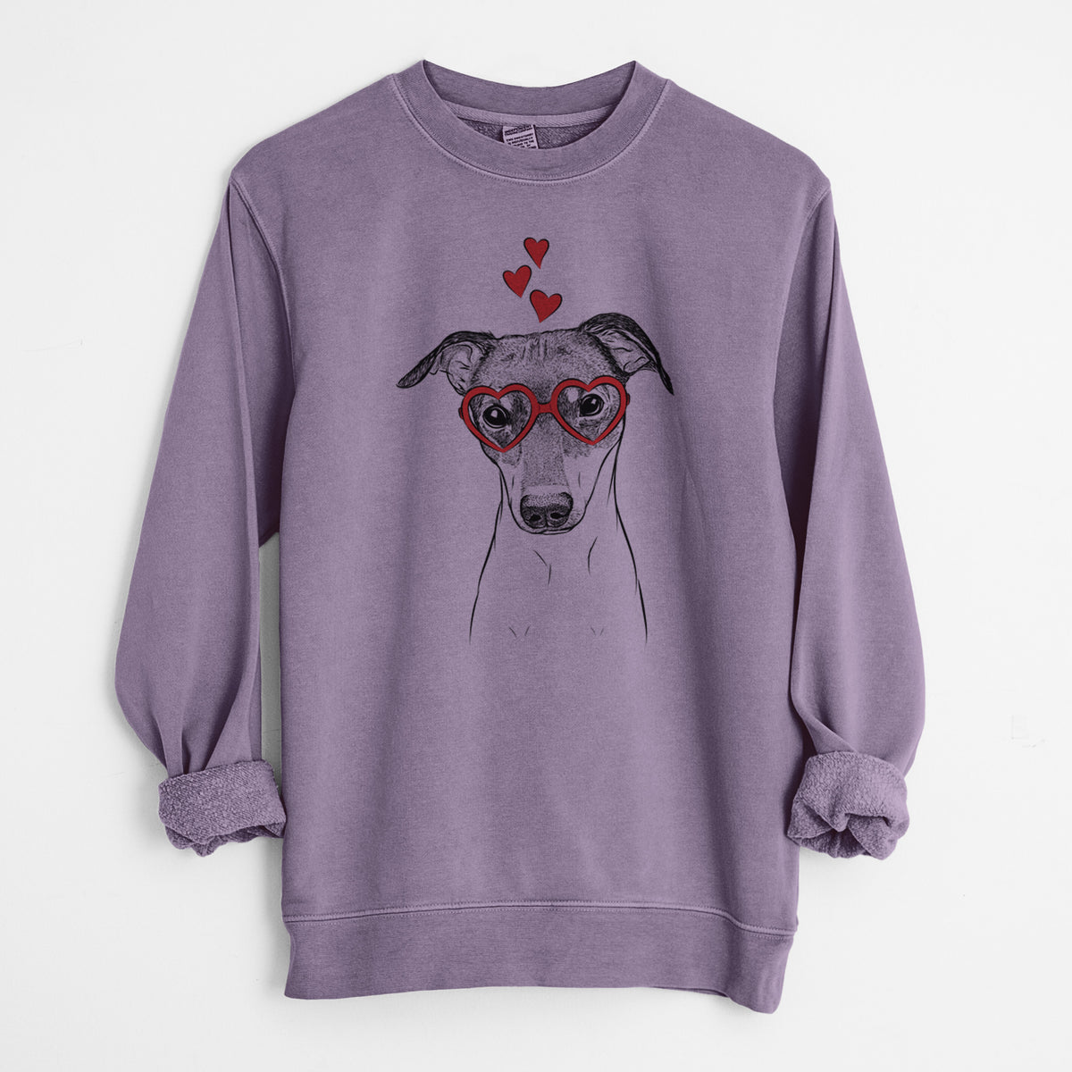 Valentine Momo the Japanese Terrier - Unisex Pigment Dyed Crew Sweatshirt