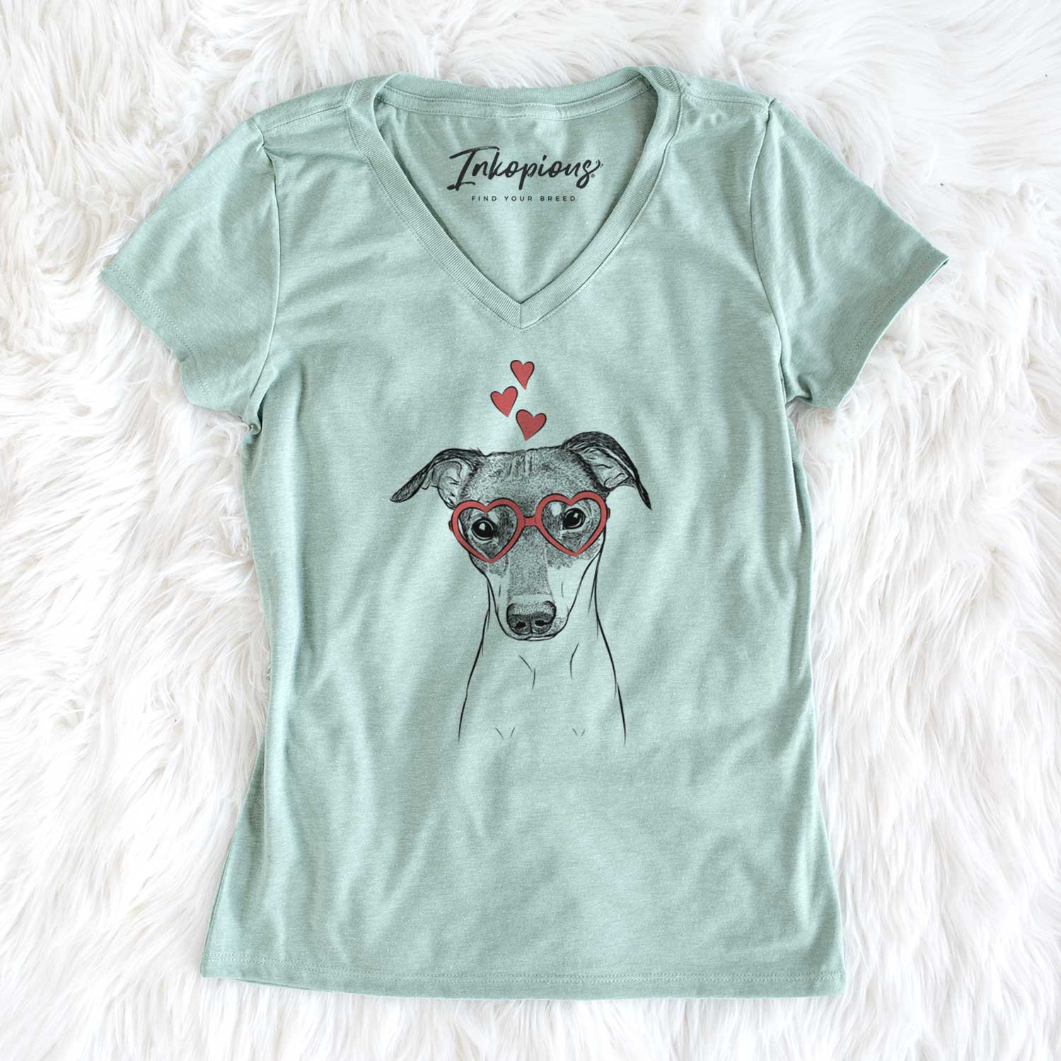 Valentine Momo the Japanese Terrier - Women's V-neck Shirt