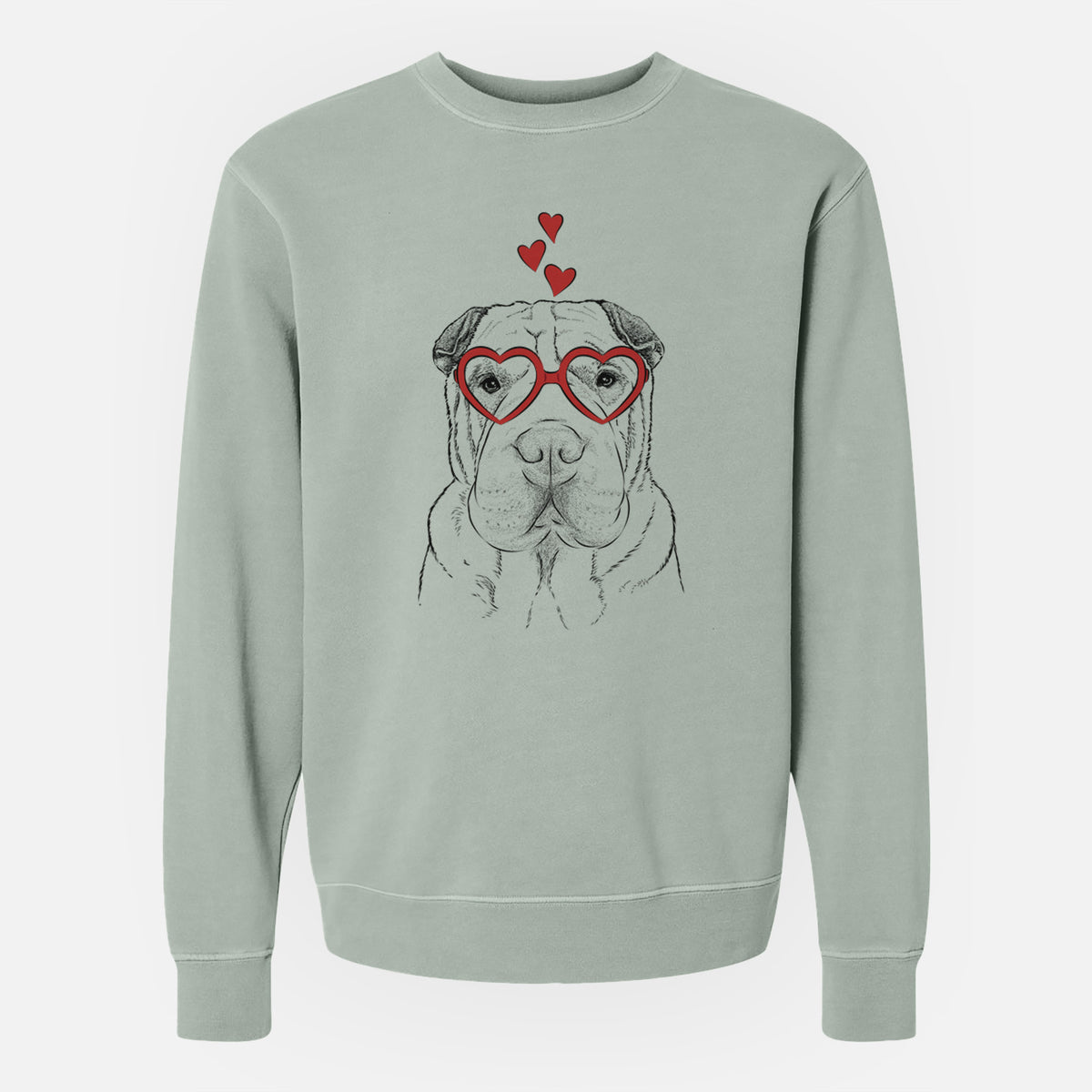 Valentine Moomers the Shar Pei - Unisex Pigment Dyed Crew Sweatshirt
