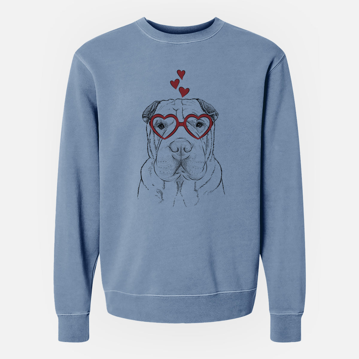 Valentine Moomers the Shar Pei - Unisex Pigment Dyed Crew Sweatshirt