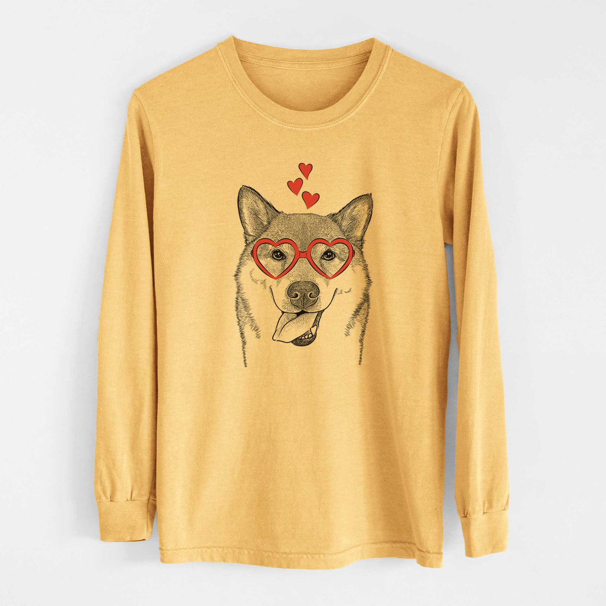 Valentine Mothra the Shiba Inu - Heavyweight 100% Cotton Long Sleeve