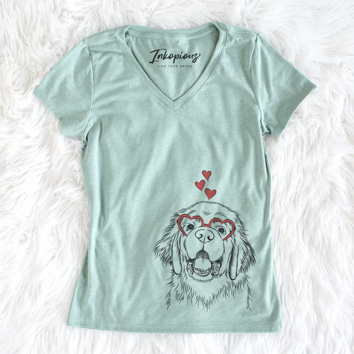 Valentine Mozart the Newfoundland - Women&#39;s V-neck Shirt