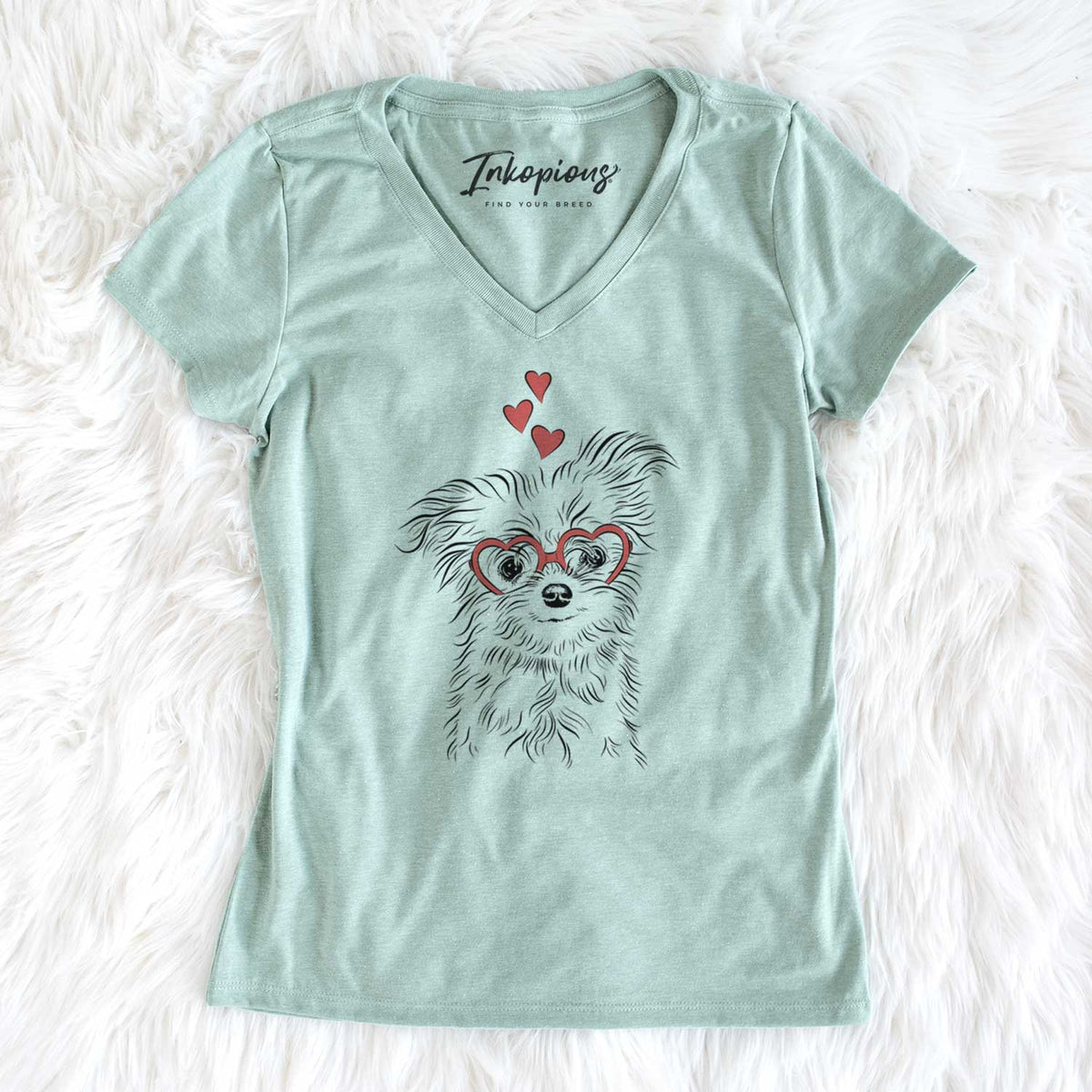 Valentine Mr. Gucci Poochi the Maltese - Women's V-neck Shirt