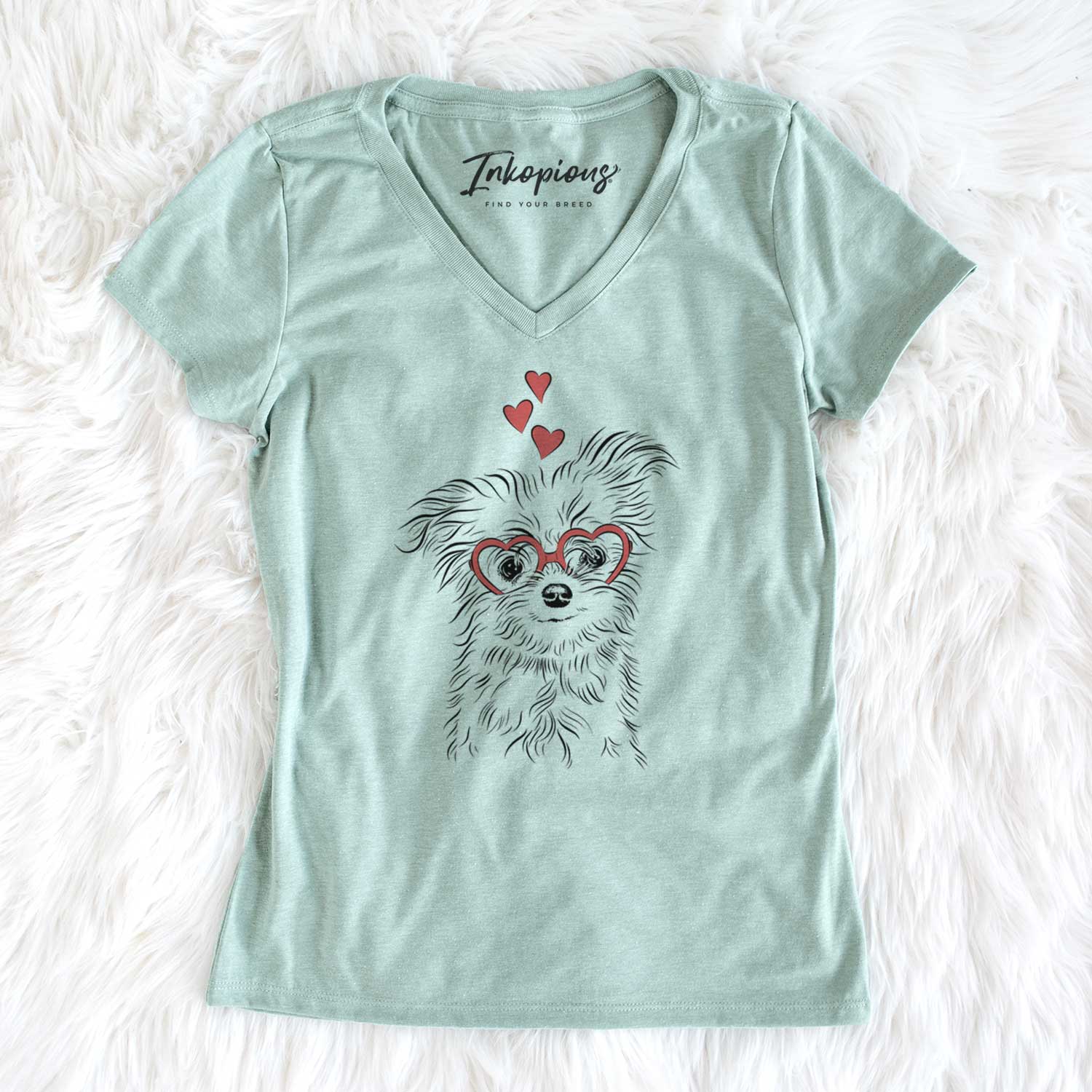 Valentine Mr. Gucci Poochi the Maltese - Women's V-neck Shirt