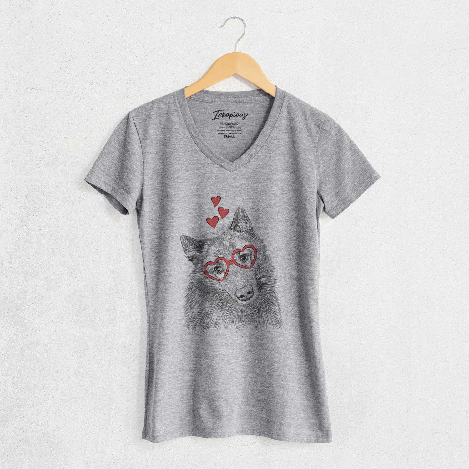 Valentine Mr. Maverick the Keeshond - Women's V-neck Shirt