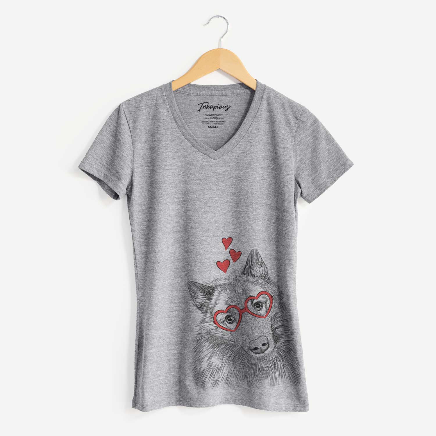 Valentine Mr. Maverick the Keeshond - Women's V-neck Shirt