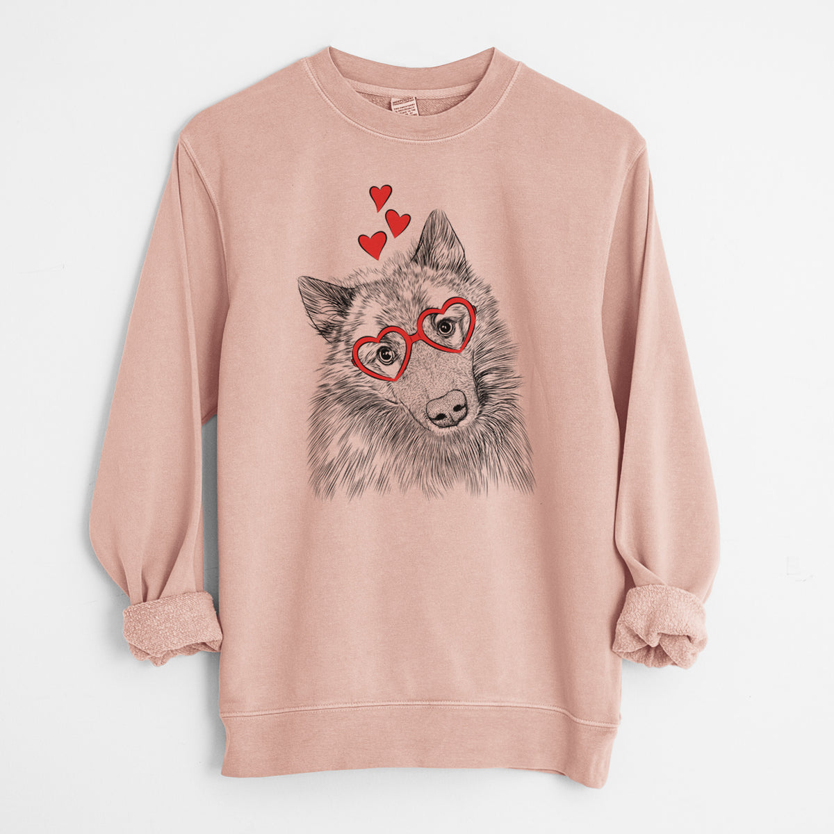 Valentine Mr. Maverick the Keeshond - Unisex Pigment Dyed Crew Sweatshirt