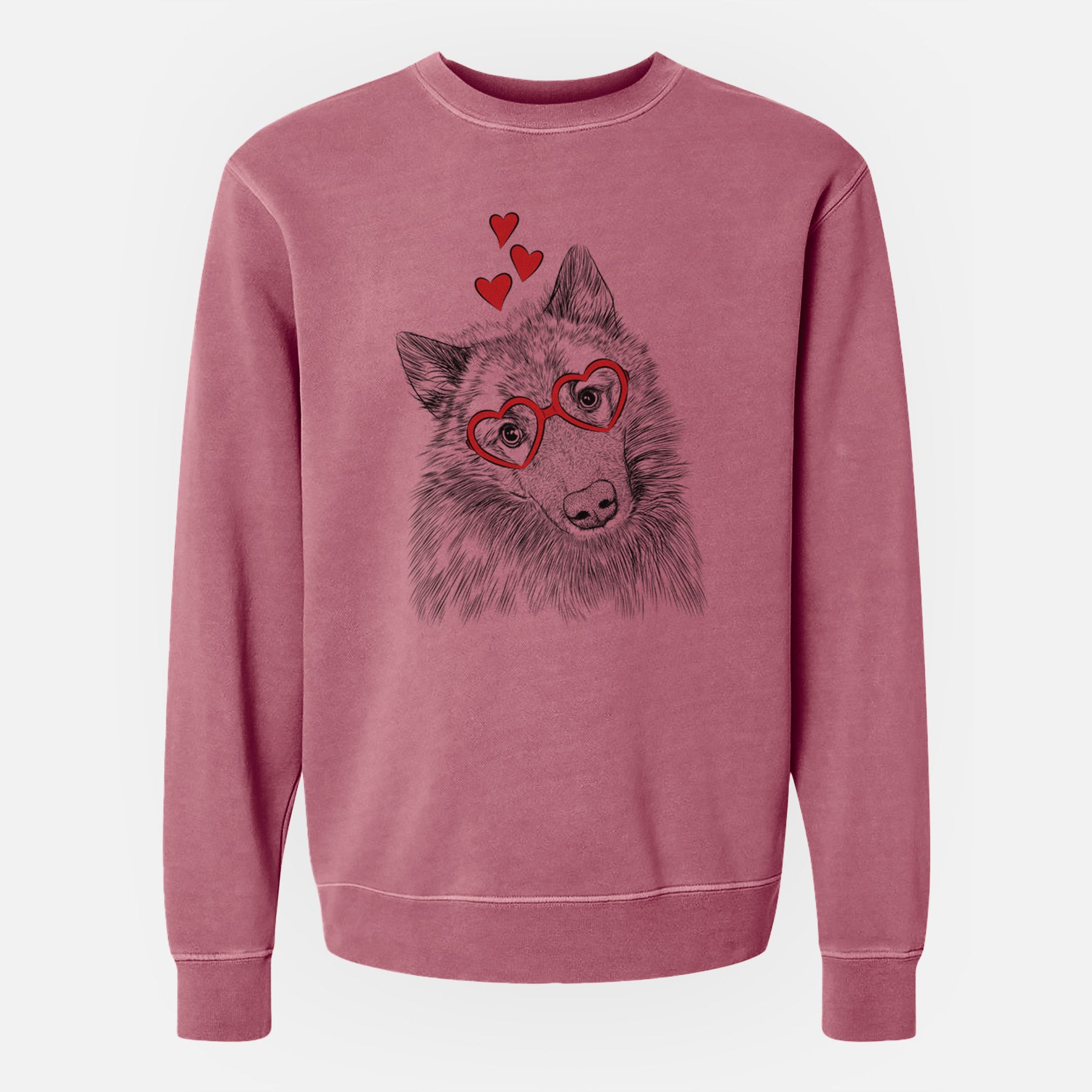 Valentine Mr. Maverick the Keeshond - Unisex Pigment Dyed Crew Sweatshirt