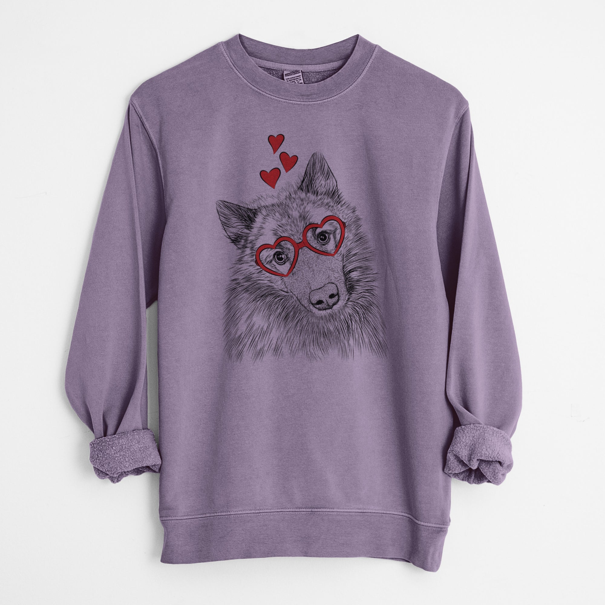 Valentine Mr. Maverick the Keeshond - Unisex Pigment Dyed Crew Sweatshirt