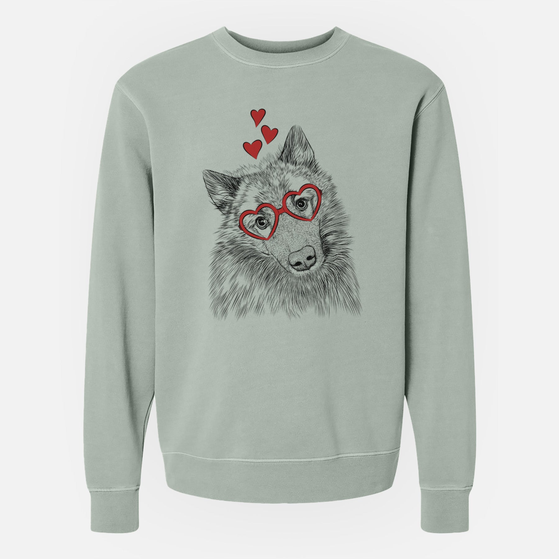 Valentine Mr. Maverick the Keeshond - Unisex Pigment Dyed Crew Sweatshirt