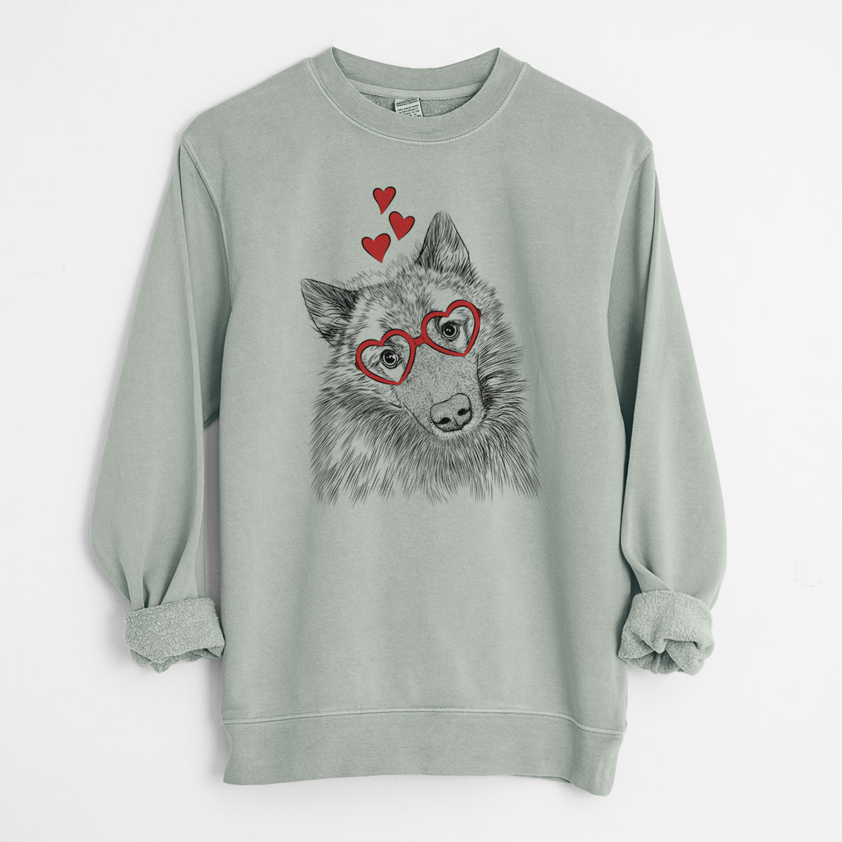 Valentine Mr. Maverick the Keeshond - Unisex Pigment Dyed Crew Sweatshirt